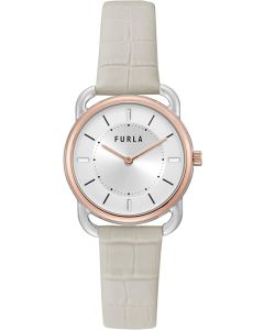Furla Women Beige Leather Strap Watch