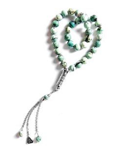 Zyan Ferozite Silver-Inlaid Misbaha – with 33 Beads