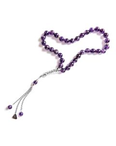 Zyan Amethyst Misbaha – 33 Beads with Silver Accents