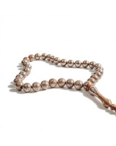 Zyan Silver-Inlaid Wooden Misbaha – 33 Beads