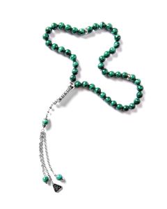 Zyan Malachite Stone Misbaha with Silver - 8mm Beads