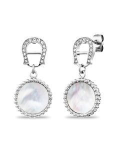 Aigner logo chain earring silver with mother of Pearl
