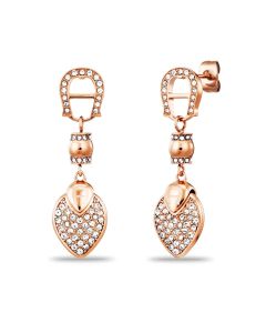 Aigner logo love earring rose gold with crystal