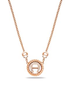 Aigner Round jemp long necklace steel rose gold