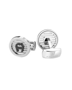 Aigner Castello cufflink for men steel silver with black logo