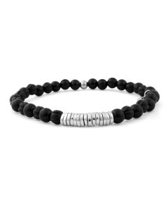 Disc Round Black Agate Beaded Bracelet 