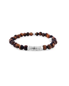 Disc Round Brown Tiger Eye Beaded Bracelet 