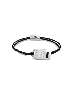 Tateossian Silver Aquarius bracelet with black cord
