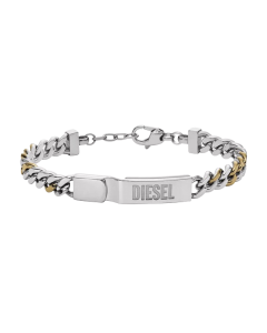 Diesel Two-Tone Stainless Steel ID Chain Men Bracelet 