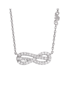 Emporio Armani Sterling Silver Station Necklace With Crystal