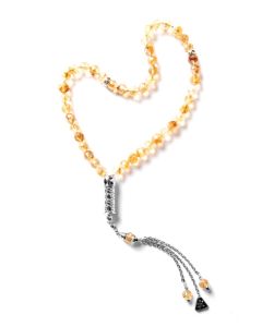 Zyan Citrine Misbaha – 33 Beads with Silver Accents