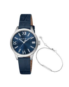 Esprit Pointy ladies Quartz watch with blue leather strap