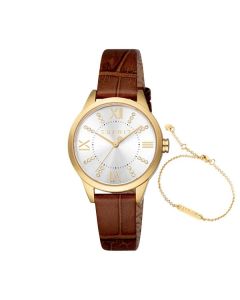 Esprit Pointy ladies Quartz watch with brown leather strap