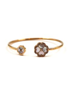 Police Gold Bracelet with Flower Design and Crystal Studs