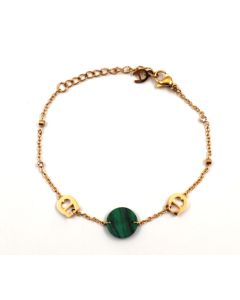 Aigner Gold Bracelet with Green Stone and Classic Design