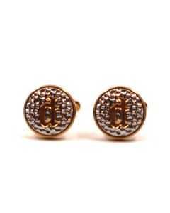 Police Round Gold Cufflinks with "P" Logo