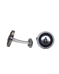 Police logo cufflink for men steel silver - Black 