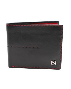Saint Honore Leather Wallet for Men - Black and Red 