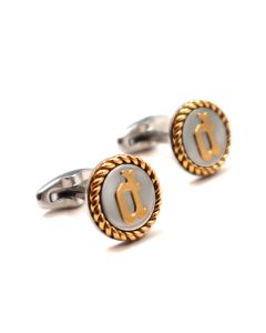 Police Elegant Cufflinks - Gold Logo and Silver 