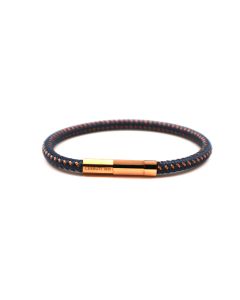 Cerruti 1881 CABLE men bracelet blue , Orange leather