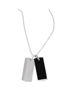 Fossil Men Necklace HARLOW Stainless Steel Black , Silver 
