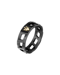 Maserati ICONIC men ring stainless steel black , Gold size 19