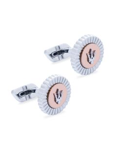 Maserati logo cufflink for men steel silver , Rose gold