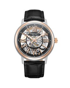 Kenneth Cole Automatic Skeleton Men Watch Black Leather 