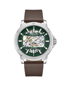 Kenneth Cole Automatic Skeleton Men Watch Brown Leather