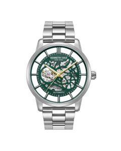 Kenneth Cole Automatic Skeleton Men Watch Steel Silver , Green