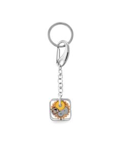 Gear square framed keyring 
