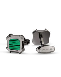 Police Metallic Cufflinks with Green Accents
