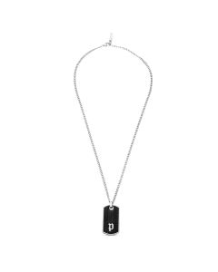 Police HANG necklace for men steel silver , Black