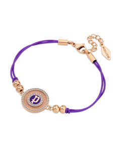 Police LUCK ladies bracelet steel rose gold with Purple Naylon