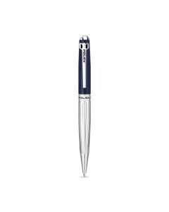 Police CLARENDON ballpoint pen steel silver , Blue