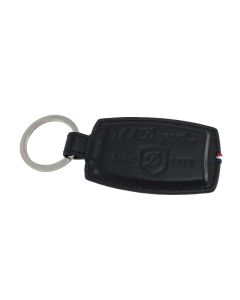 S.T. Dupont Key Ring - Black Leather And Steel Ring