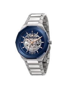 Maserati automatic watch for men steel silver , Blue 