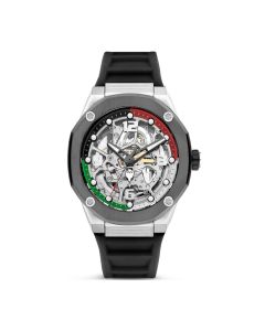 Cerruti 1881 Razzuolo watch for men silver , Black silicon strap