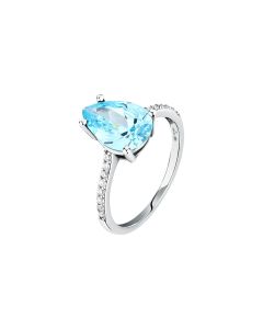 Morellato women ring steel silver with sky blue crystal size 12