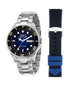 Sector 230 automatic watch for men steel silver , Blue 