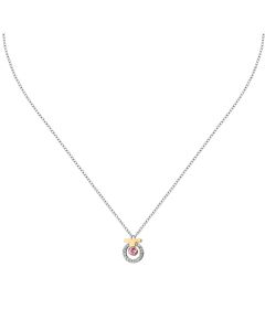 Trussardi T-LOGO ladies necklace with Pink crystal size 40+5CM