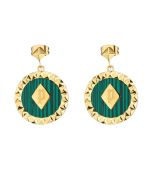 Police earring for women steel golden , Green 