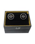 Dunhill cufflink for men stainless steel black - Silver 