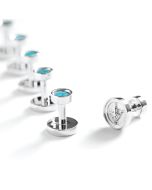 Zyan Turquoise Stone Silver Cufflink Set - 6 Pieces 