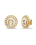 Aigner logo ladies earring steel gold