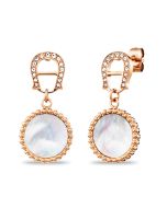 Aigner logo chain earring rose gold with mother of Pearl