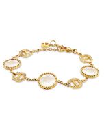 Aigner logo chain bracelet gold with mother of Pearl