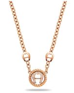 Aigner round necklace for women steel rose gold