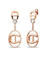 Aigner round logo earring for ladies rose gold