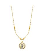 Aigner women short necklace stainless steel gold with silver